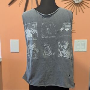 Thrashed Metallica Medium Tank Distresssed Soft Thin DIY Cut Cropped Sleeveless